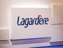 The logo of French media group Lagardere is seen at the group’s shareholders meeting in Paris